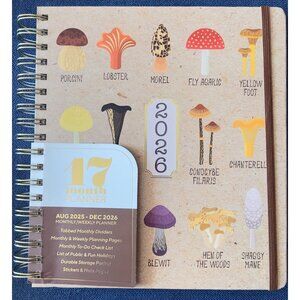 17 Month Planner MUSHROOM Aug 25-Dec 2026 Weekly Planning Note Page Gift
